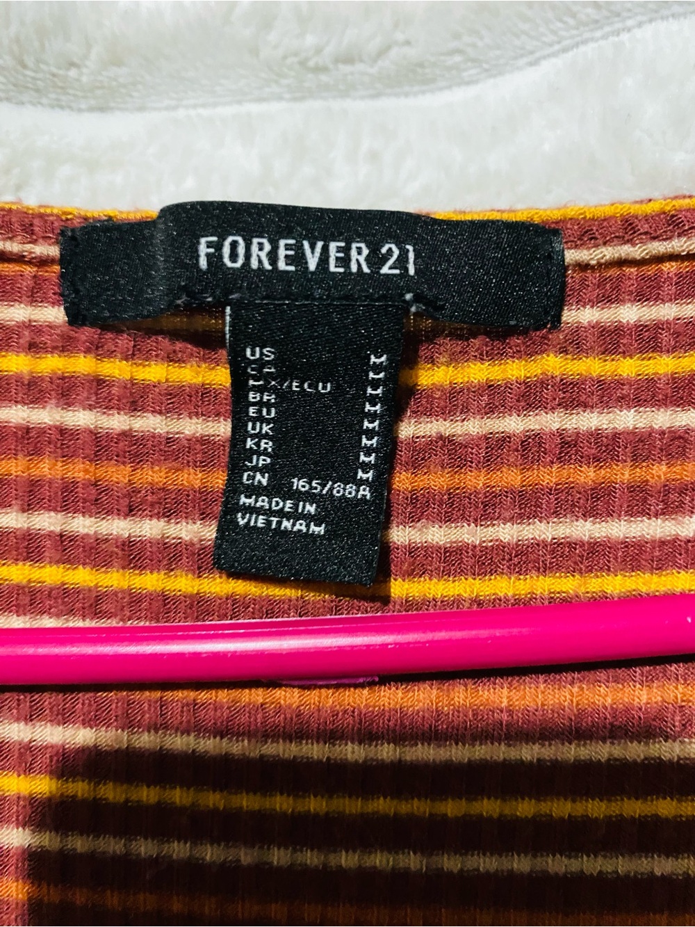 Forever 21 Rust, Mustard & Cream Striped V-Neck Ribbed Bandeau Bodysuit - Picture 3 of 6